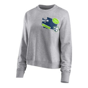 WEAR Erin Andrews Seattle Seahawks NFL Football Cropped Sweatshirt Gray Large